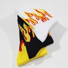 Носки мужские и женские хлопковые в стиле хип-хоп, красные, желтые, белые, черные, с пламенем, 3 пары в упаковке