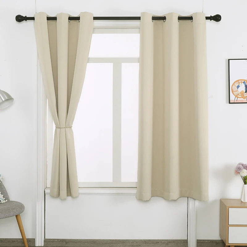 

Solid Color Blackout Curtains for Kitchen Bedroom Window Treatment Home Decoration Drapes for Living Room