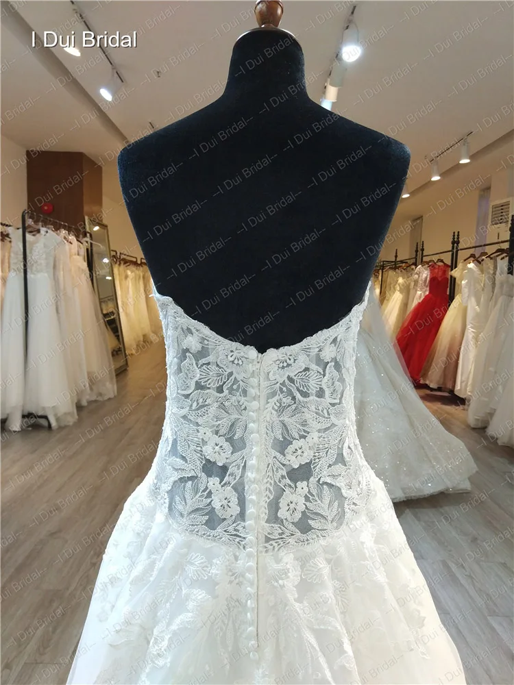 Sweetheart Drop Waist Wedding Dress A Line Lace Illusion Corset Bridal Gown Factory Custom Make