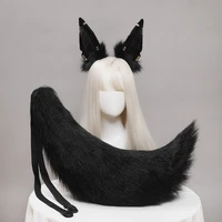 plush headband beast wolf cat dog ear tail suit black and white headband headdress cosplay accessory suit anime accessories