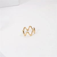 inschic free shipping golden simple minimalist geometric wave finger rings for women girl stainless steel luxury fashion jewelry