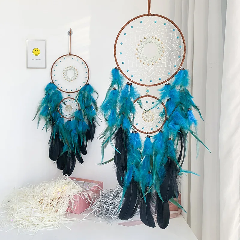

Feather Crafts Dream Catcher Wind Chimes Handmade Dreamcatcher Wall Hanging Home Decorations Pendant Ornaments Gifts