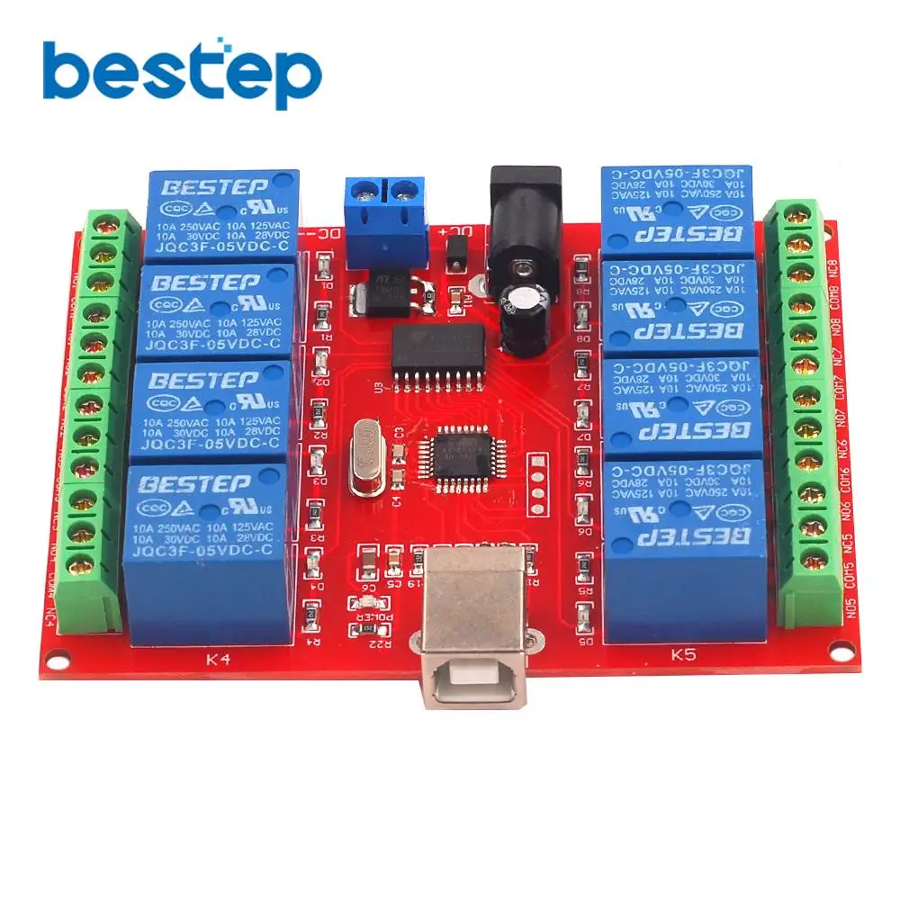 5V 12V 24V 8 Channel Programmable Relay Module USB Computer Control For Smart Home | Электронные компоненты и