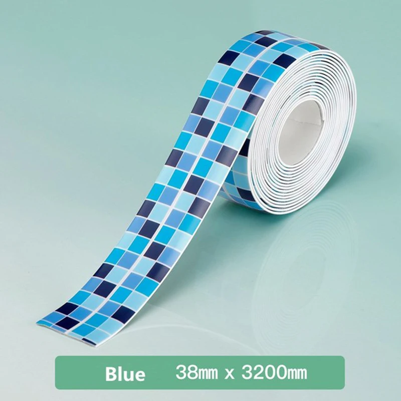 

3.8CMx3.2M Waterproof PVC Self Adhesive Mosaic Wall Sticker Home Bathroom Sink Bath Sealing Strip Tape Kitchen Anti-mold Sticker