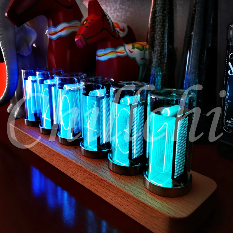 Дизайн RGB 2 0 цельная деревянная псевдо светящаяся трубка Часы светодиодный