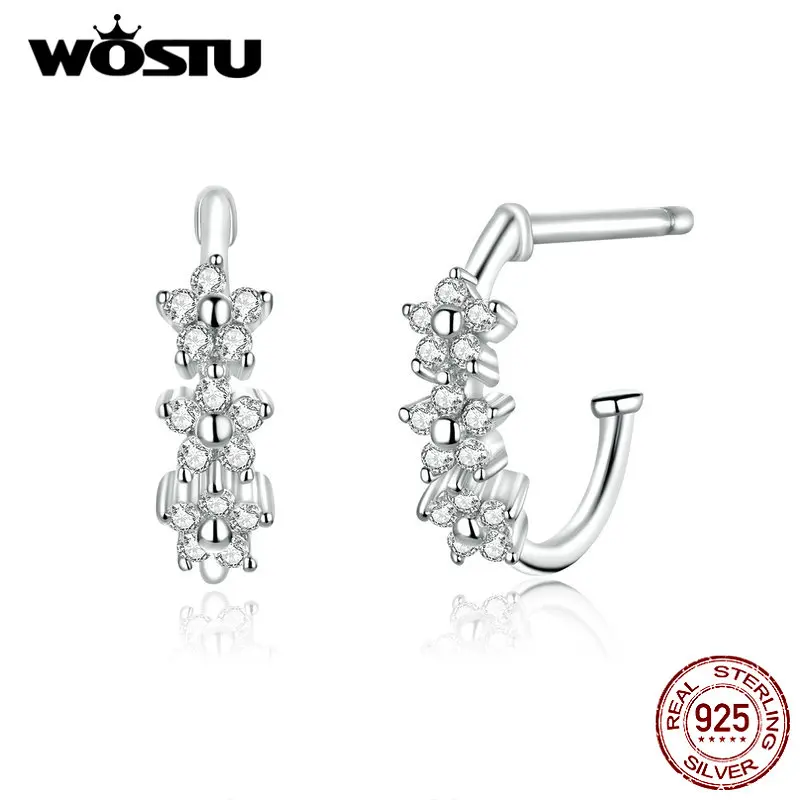 WOSTU цветок серьги гвоздики 925 пробы серебряные серьги для свадьбы и помолвки для женщин модные ювелирные изделия подарки FIE756