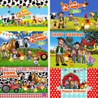 Фон для фотосъемки на заказ зеленая трава ферма фотобудка Ла-гранит де-Зенон Баннер Дети первый день рождения фон фотостудия винил