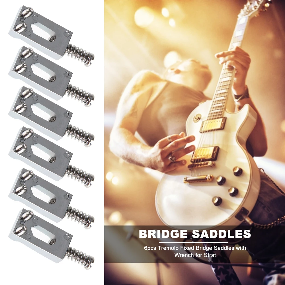 6 stücke tremolo feste brücke sättel mit schlüssel für strat stratocaster e gitarre teile kit für elektrische gitarre zu