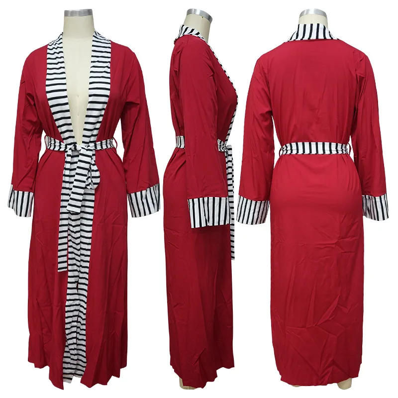 

Donsignet Fashion Women's Trench New Summer Casual V-neck Cardigan Lace-up Long British Style Stitching Loose Trench