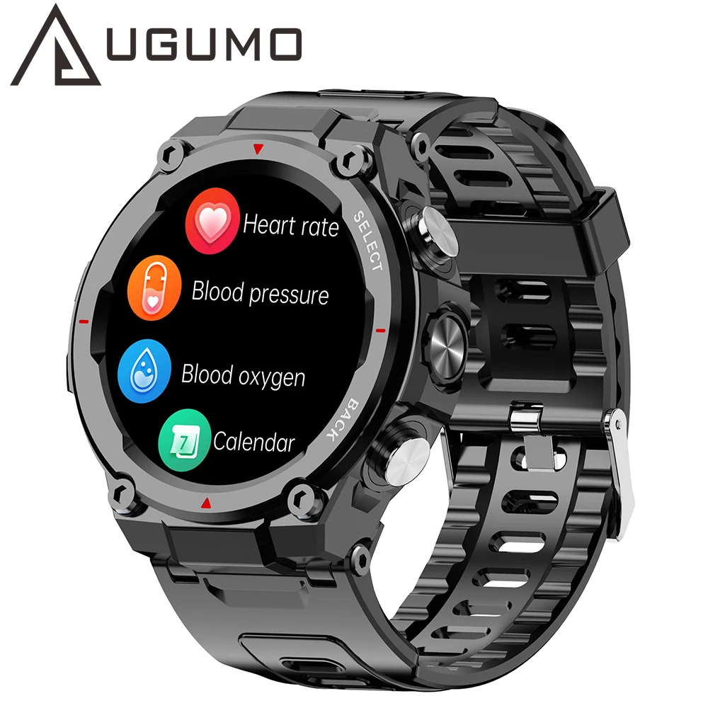 

Смарт-часы UGUMO мужские с аккумулятором большой емкости, 600 мАч, Bluetooth, пульсометром и мониторингом сна