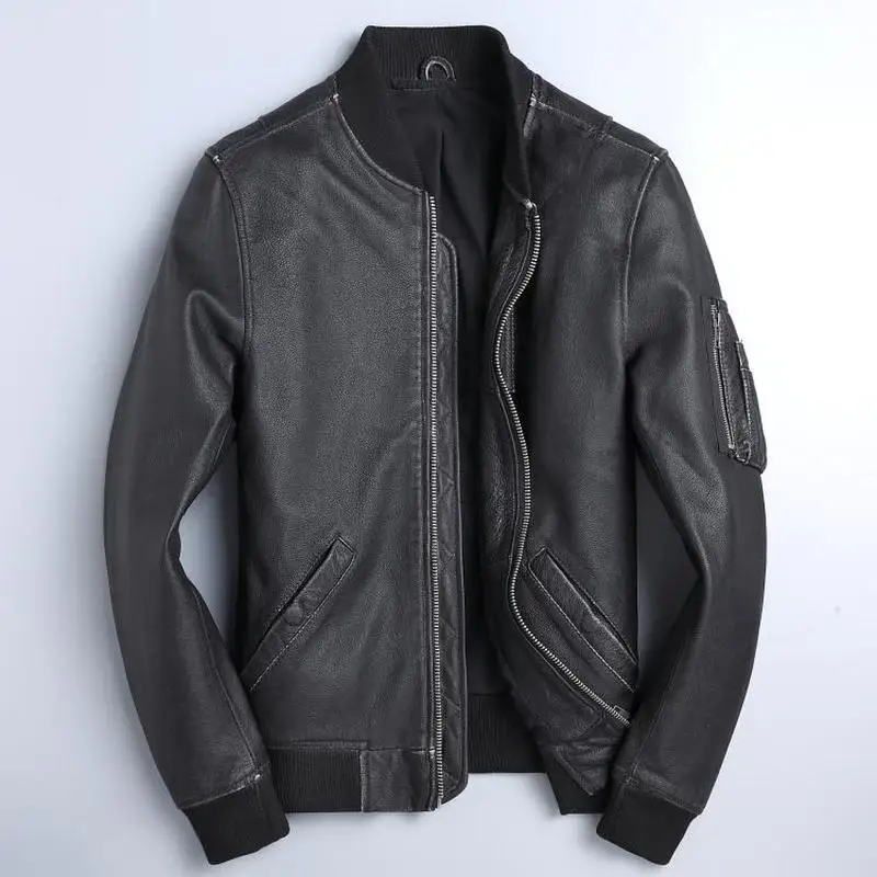 Мужская куртка из натуральной кожи весна-осень коровьей мотоциклетная
