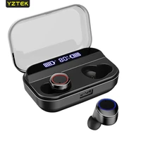 yztek wireless earphone bluetooth v5 0 sports wireless in ear led display wireless stereo earbuds with microphone hifi headset