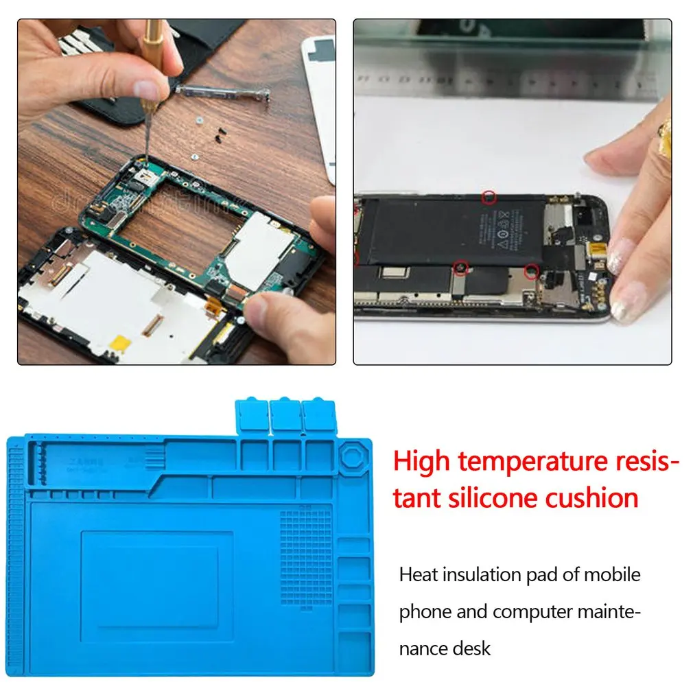 

Magnetic Soldering Station Work Table High Temperature Resistance Mobile Phone Computer Maintenance Silicone Insulation Pad
