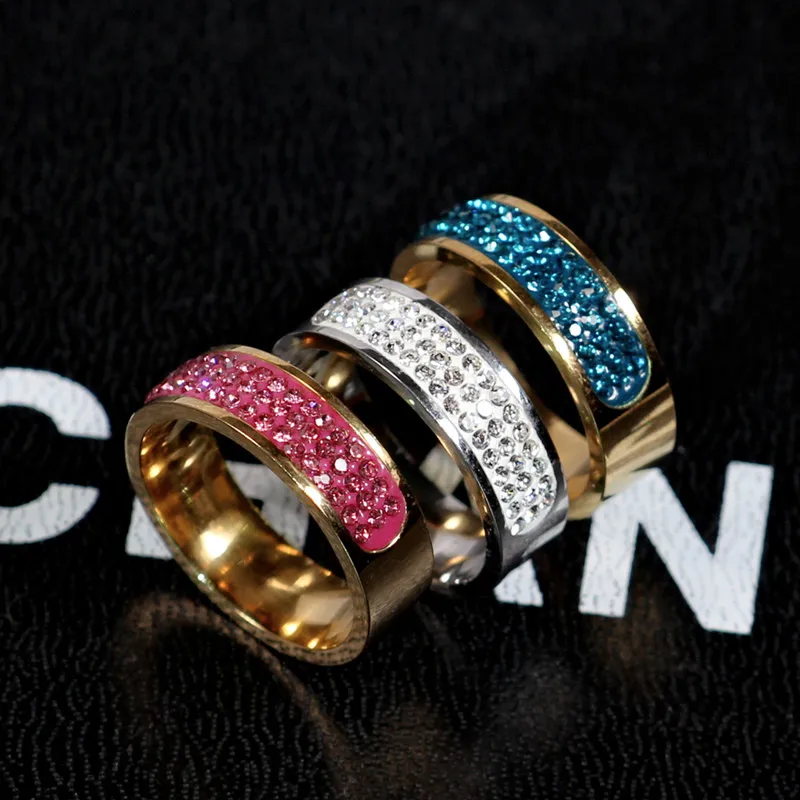 MANGOSKY 8 мм полукруглый три ряда кристаллов 316L Нержавеющая сталь палец кольца для