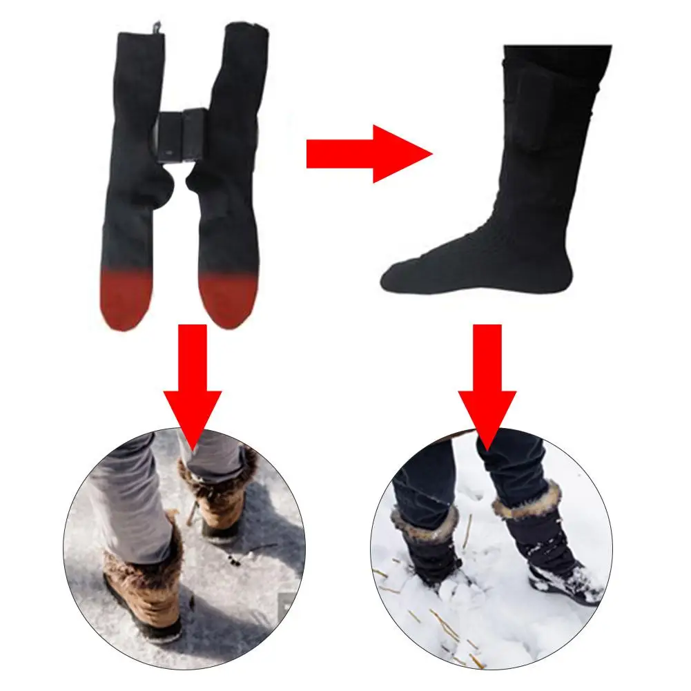 4,5 в хлопок с подогревом Sockings двойной слой батарея работает зимние обогреватели для ног электрические теплые термальные носки для активного отдыха S
