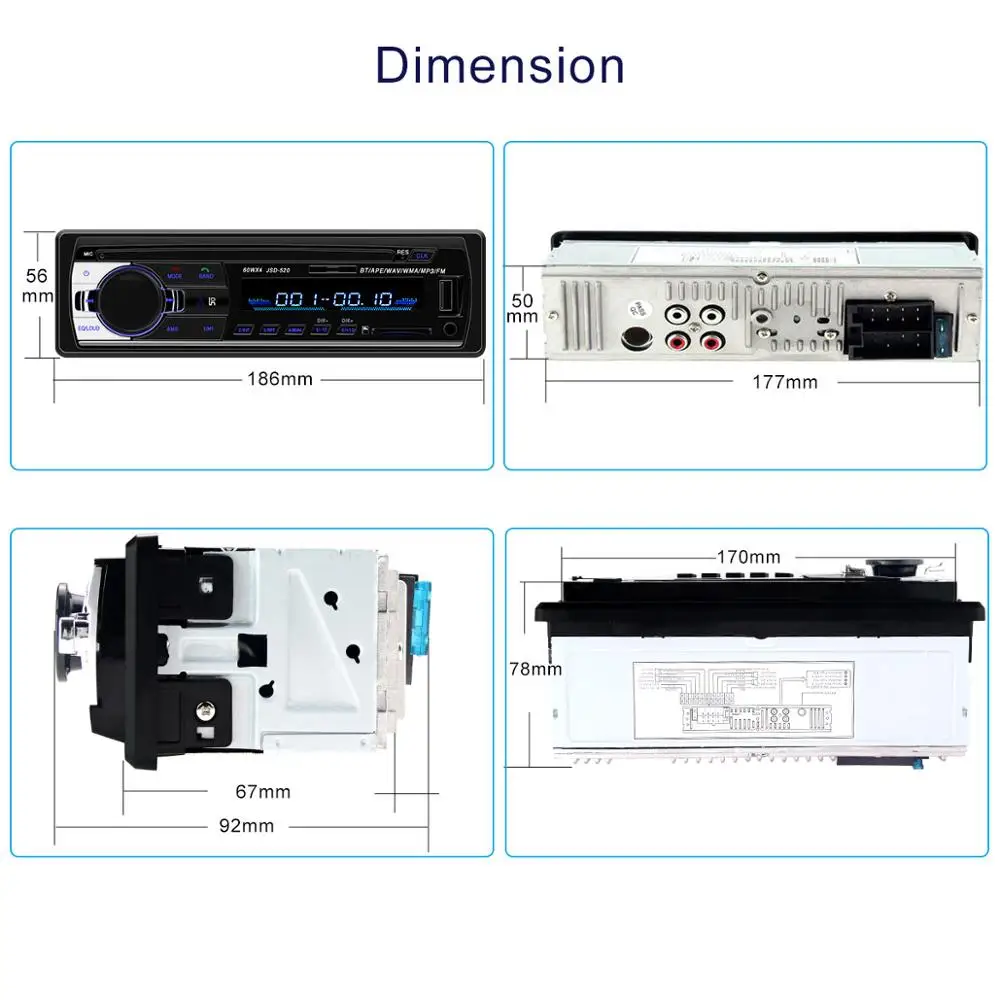 Автомагнитола 1 din мини JSD 520 12 В Автомобильная стерео Bluetooth fm радио AUX/USB/SD