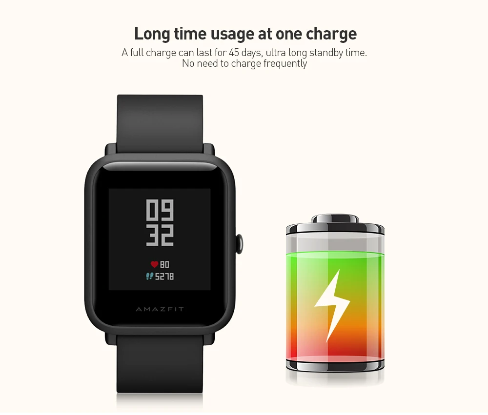 Смарт-часы AMAZFIT Bip Lite, несколько видов спорта, глобальная версия, режим ожидания на 45 дней, монитор сердечного ритма, фитнес-трекер