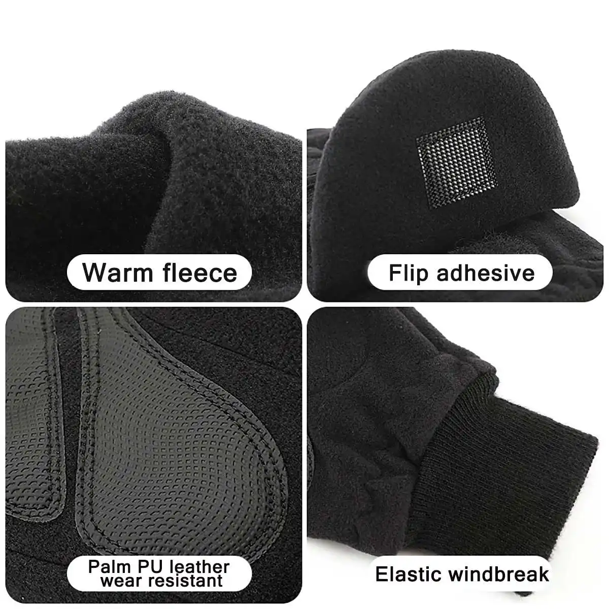 Зимние перчатки с откидной крышкой на полпальца уличные теплые митенки