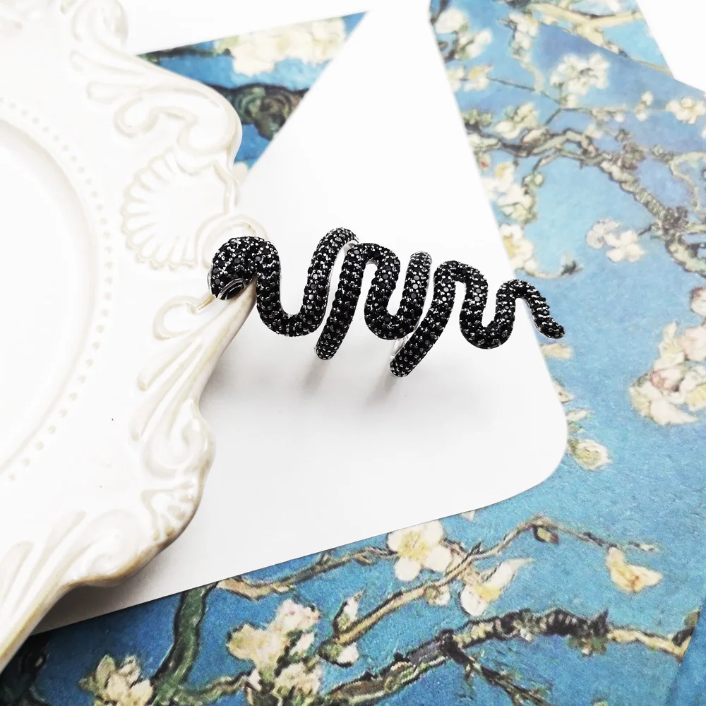 Сказочное мистическое Тропическое кольцо черная змея 2019 серебро 925 пробы