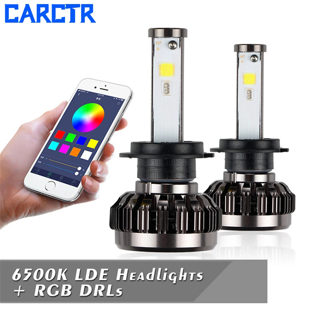 1 пара Автомобильные светодиодные лампы H4 H7 RGB H1 H3 H11 9005 9006 9007 9012 9004 880 881|Передние