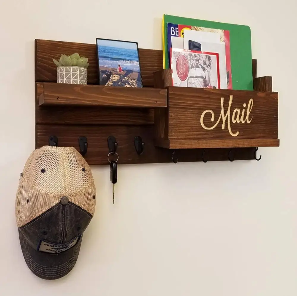 Деревянная искусственная настенная полка держатель для ключей декор