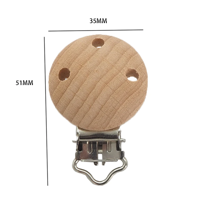 Chenkai-Pinzas de madera redondas para beb&eacute;, 5 piezas, 35MM, sin BPA, para bricolaje, sonajero, dentici&oacute;n, agarre, accesorios de juguete de madera-4