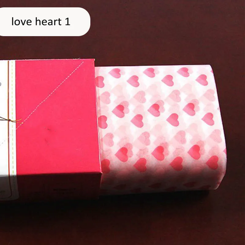 love heart 1 50 шт. пищевая вощеная бумага обертки пищевая смазка бумажные инструменты для выпечки хлеб бургер фри посылка оберточная бумага - Цвет: love heart 1