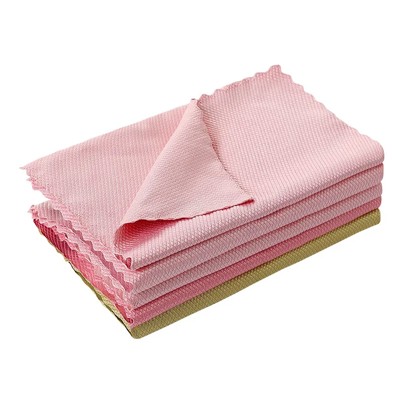 

5 PCS Fish scale rags housework cleaning cloths kitchen degreasing non-marking absorbent non-linting towel or glass cleaning
