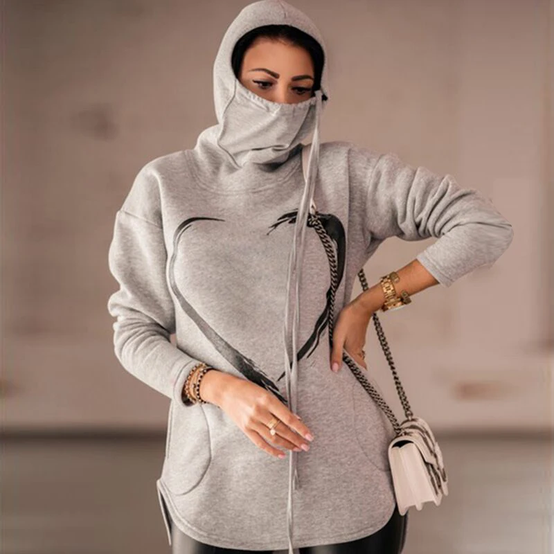 

2020 Fashion Autumn Dustproof Women Sweatshirts Elegant Heart Print Long Sleeve Streetwear Casual Harajuku Hoodies Pullover Tops