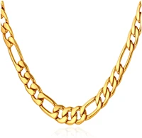 u7 stainless steel figaro chain width 5mm 20 inch italian style figaro link necklace for men and women