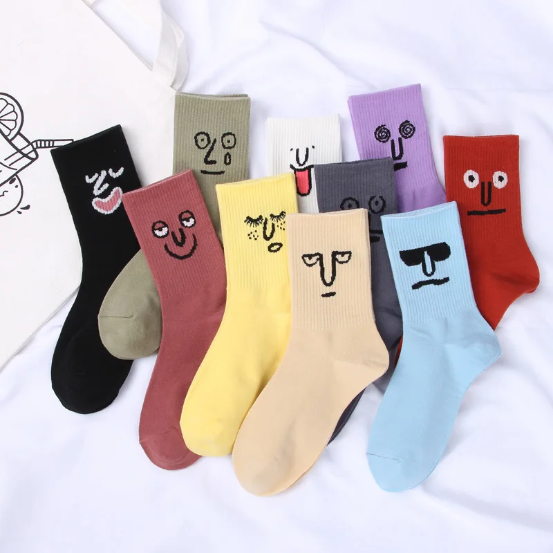 

Cartoon Socks Smiley Face Funny Harajuku Women Kawaii Cute Happy Streetwear Cotton Woman Sock Kobieta Skarpety Femme Chaussettes