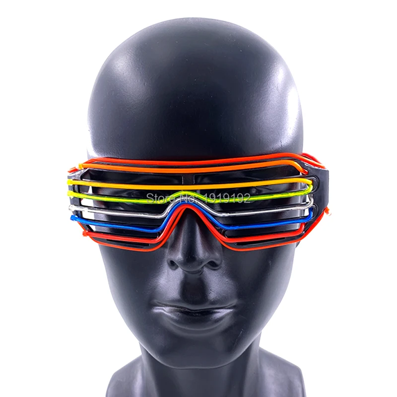 

Colorful EL Wire Glowing Glasses Fashion LED Glasses Light up Shutter Party Glasses Christmas Wedding Glow Party Supplies