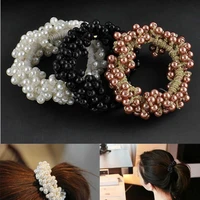 classic 3 colors elastic scrunchie holder rope ponytail pearls beads hair rope for women hair accessories