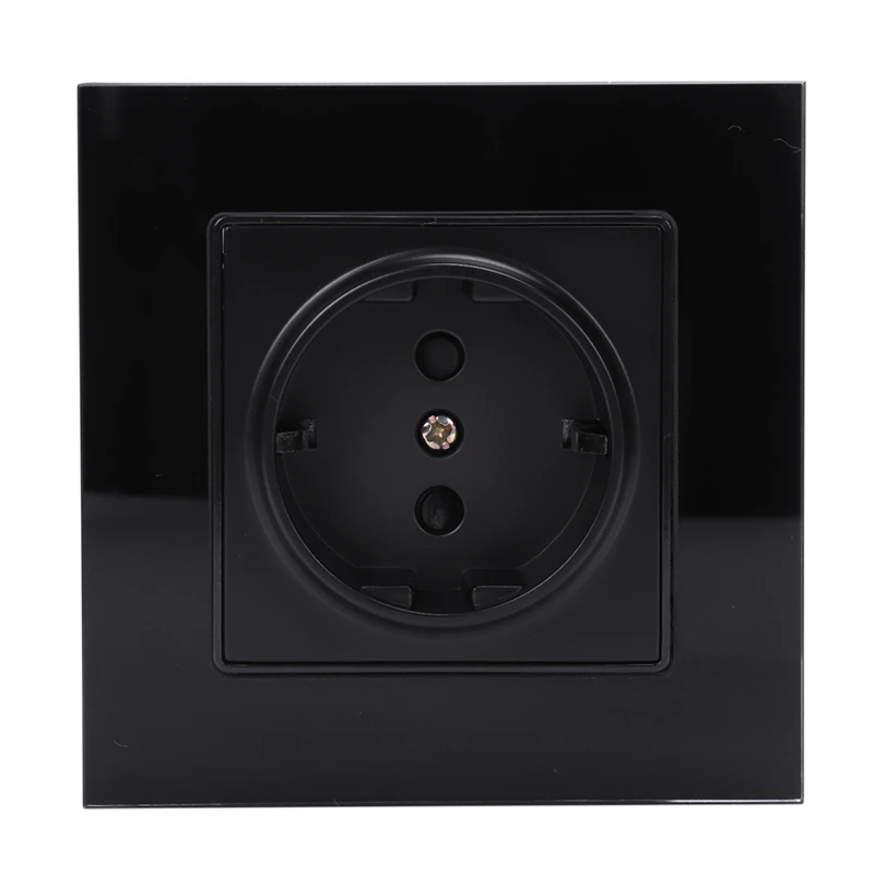 Black Eu Standard Power Socket White Crystal Glass Panel Ac 110~250V 16A Wall | Обустройство дома