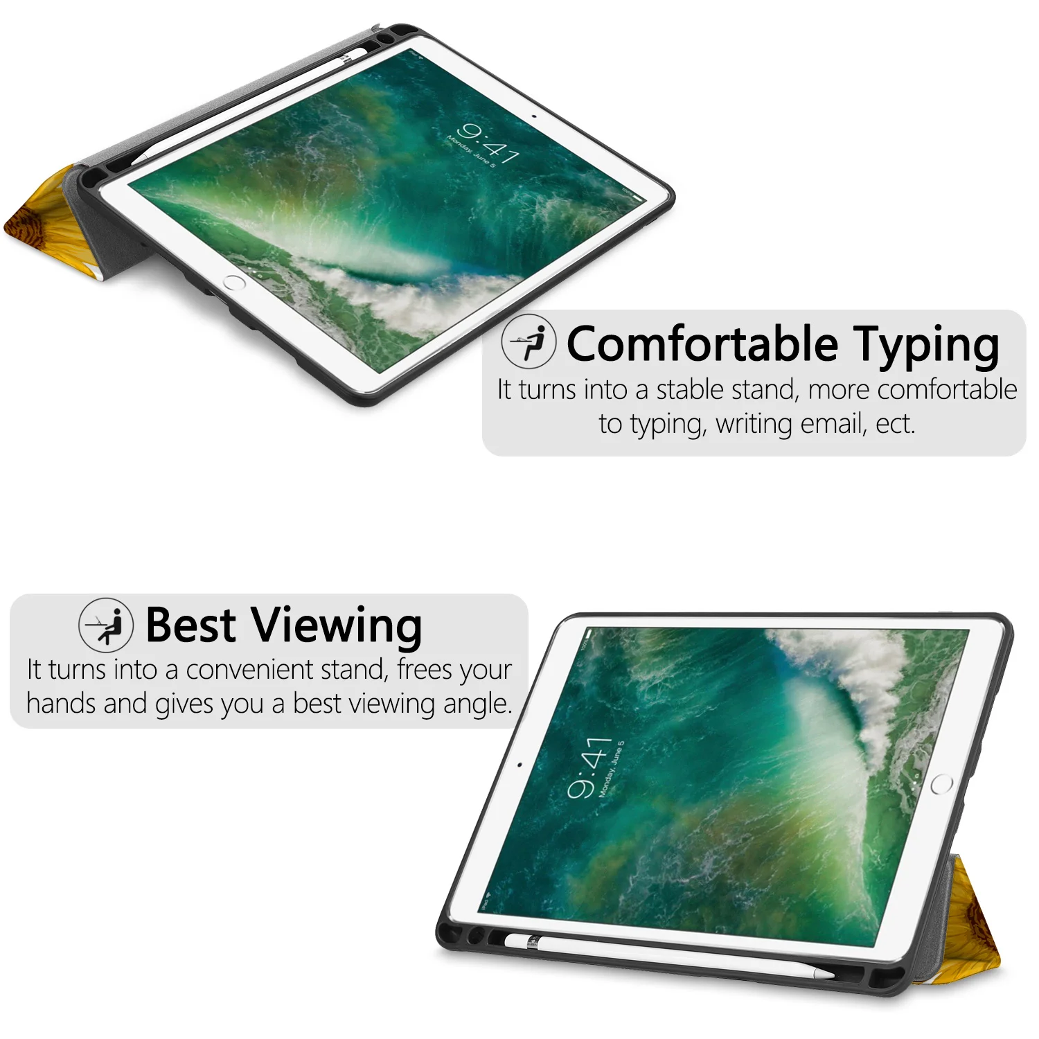Чехол с рисунком для iPad Mini 4 5 с функцией держателя карандаша+ Функция автоматического сна/пробуждения для iPad Mini 5 с мягкой задней крышкой
