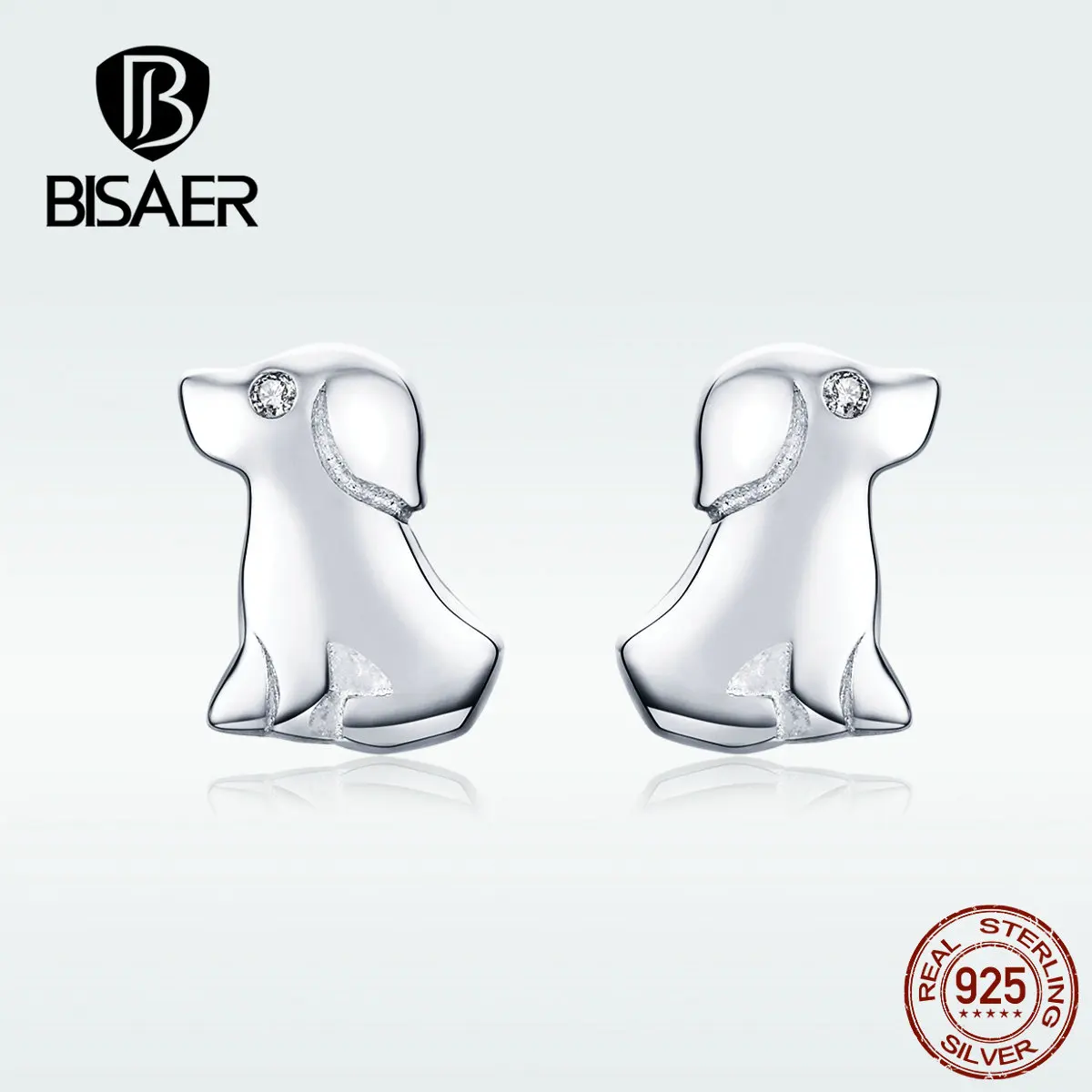 Женские серьги гвоздики из серебра 925 пробы в форме собаки|Серьги-гвоздики| |