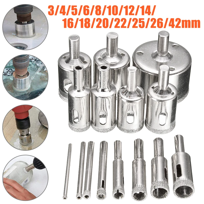 

15pcs 3-42mm Diamond Hole Saw Cutter Tool Drill Bit Set for Glass Ceramic Marble Tile