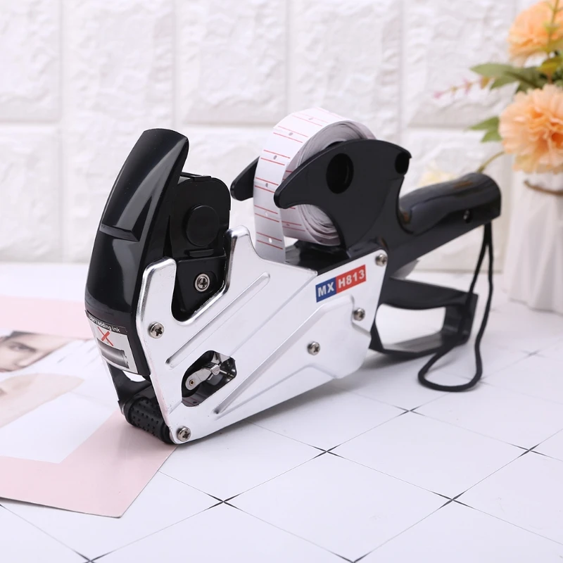 MX-H813 8 Digits Tagging Labeller for Clothing Store Retail Price Tag Attacher with Labels Roll w/ Ink |