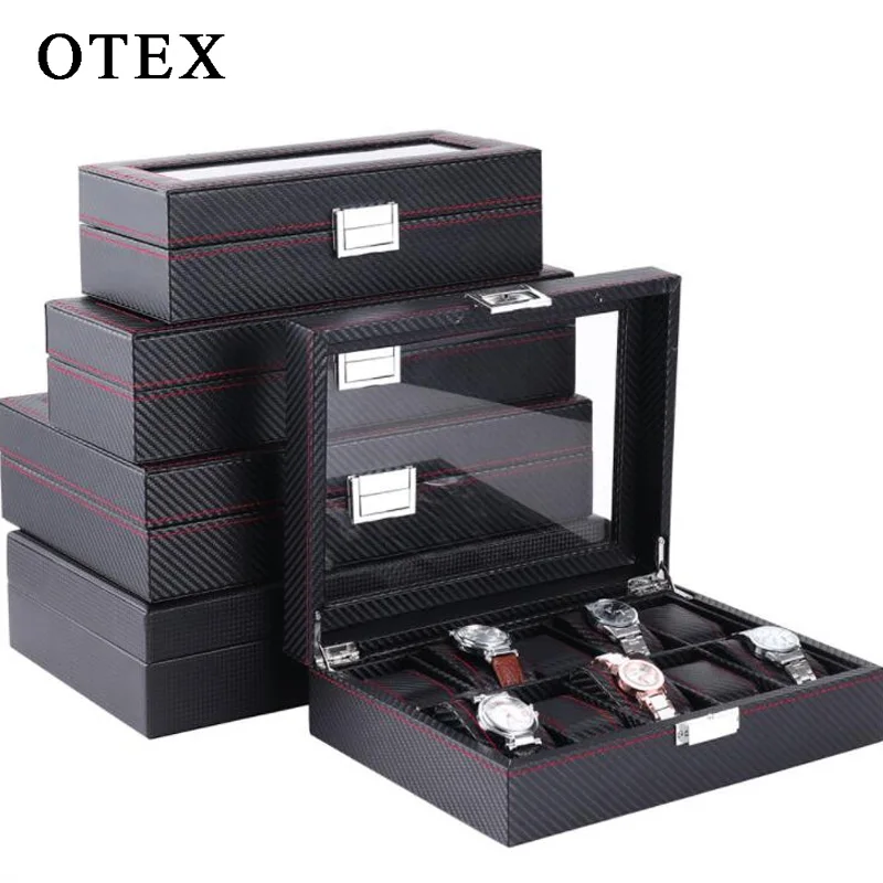 display box packaging 10 grid 12 high quality carbon fiber watch jewelry storage gift caja para reloj |