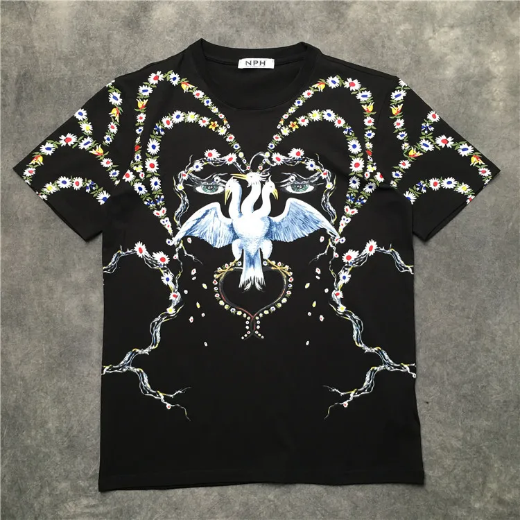 

New luxury 2019 Men Flowers Eyes ink Novelty T Shirts T-Shirt Hip Hop Skateboard Street Cotton T-Shirts Tee Top kenye S-XXL #K57