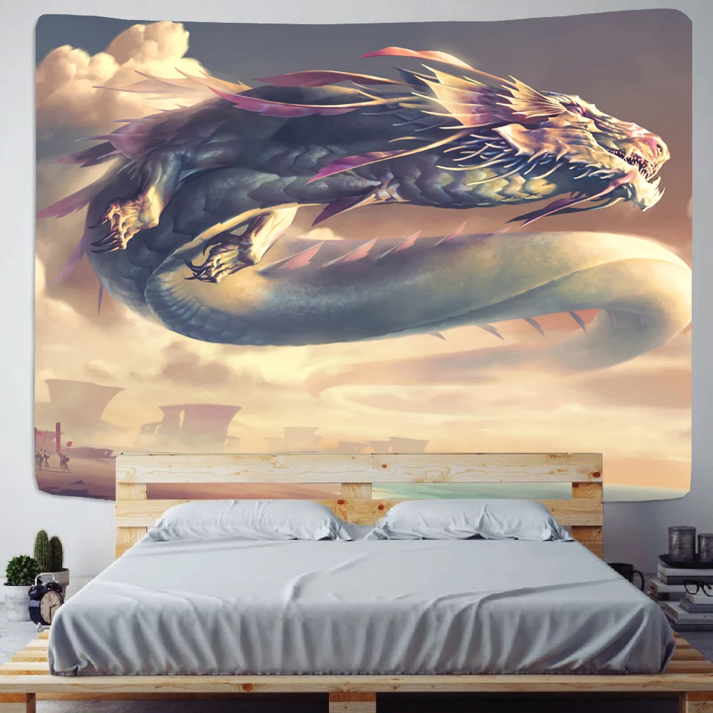 Sacred Dragon Totem Tapestry Boho Hippie Wall Hanging Witchcraft Carpet Bedspread Beach Mat Home Background Cloth Decoration images - 6