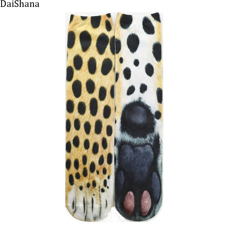 Hot Sales Unisex Sock Animal Paw Pattern 3D Print Long Socks Cat Zebra Leopard Pig Duck Paw Elastic Breathable Socks Funny Sock