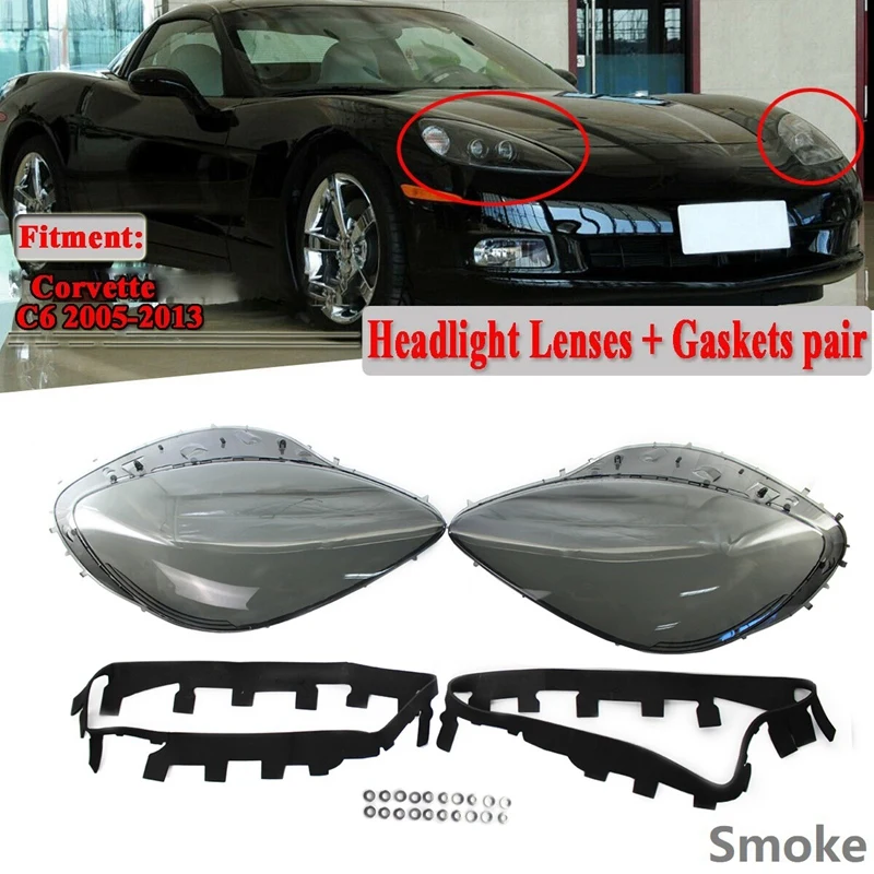 

Защитные крышки для фар от дыма для Chevrolet C6 Corvette 2005-2013 с черной отделкой, строительный комплект и 20 шт. заклепок с фиксированными гайками