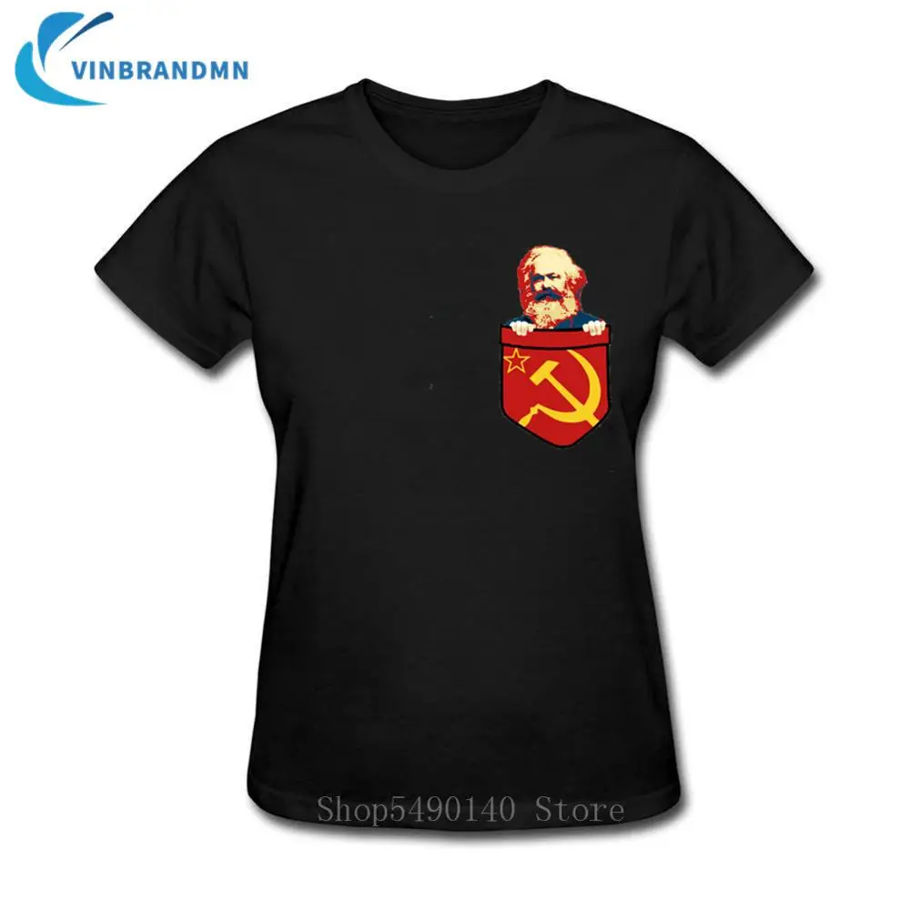 Футболка с Карлом Марксом нагрудным карманом Винтажная советского лидера