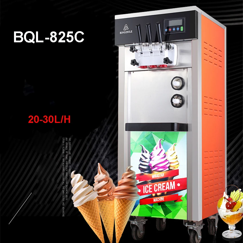 

BQL-825C 220V/110V 20-30L /H мягкий Мороженое чайник 1800 Вт Мороженое машина нержавеющая сталь вертикальная машина йогурта Мороженое