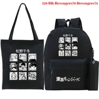 tokyo revengers 3pcsset school bagsshopping bagpencil case tote bag for boys girls teenager back to school bookbag sac a dos