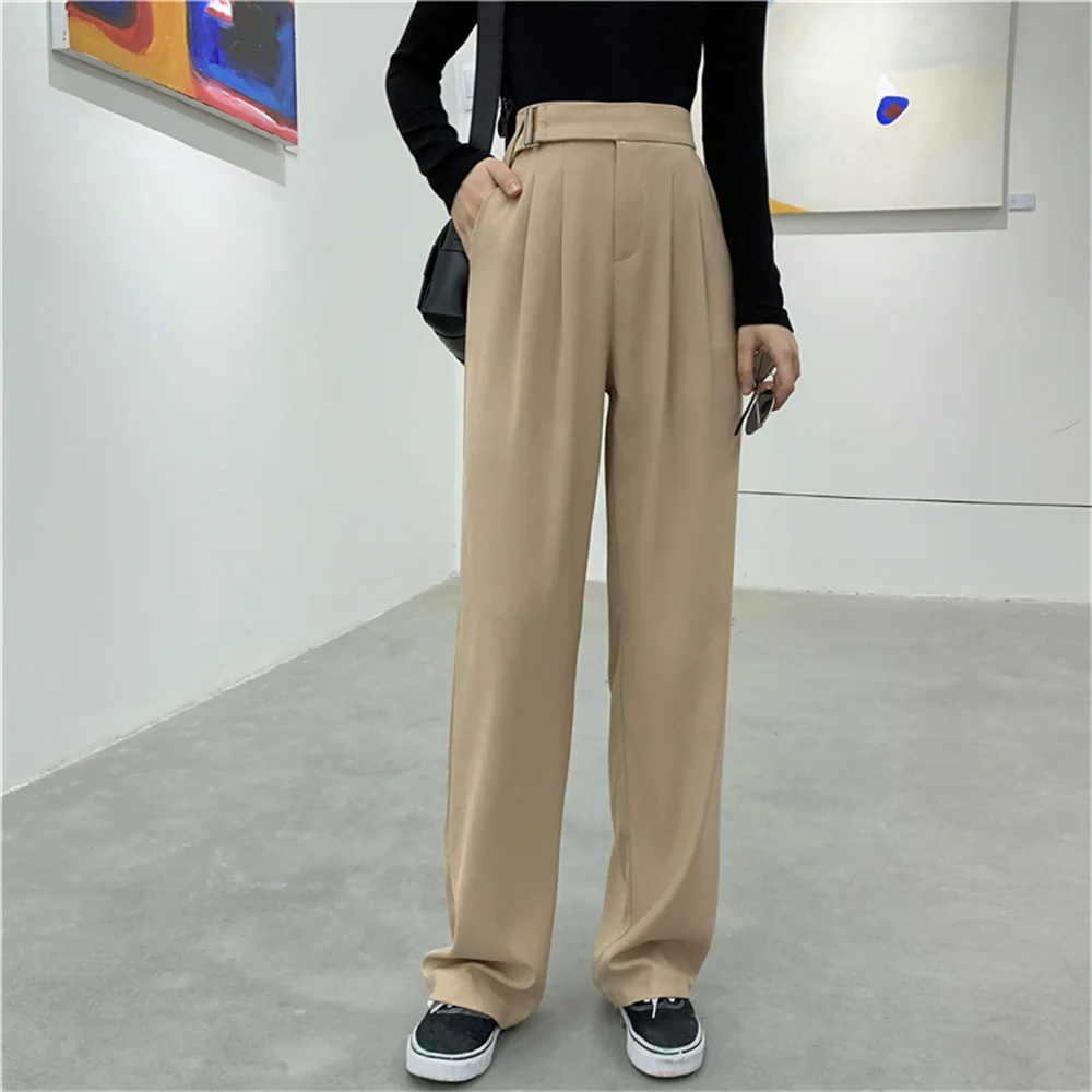 

HziriP 2021 OL Straight Women Pants Chic Casual Solid Office Lady New Summer Femme Loose Plus Size All Match Slim Trousers