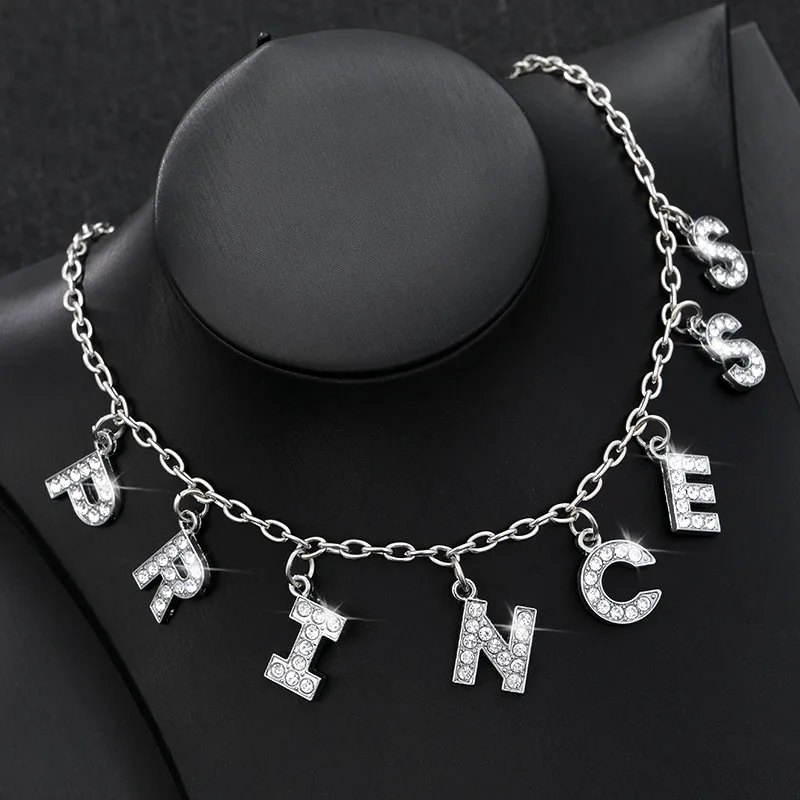 Женское и мужское колье-чокер Harajuku буквы из кристаллов циркония цепочка для