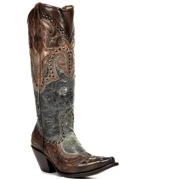 

pointed and Spring and autumn and winter Knights' boots with embroidered with national style medium heel women's