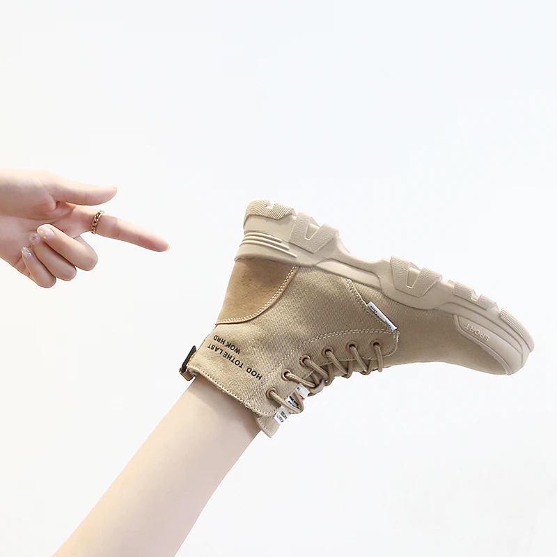 FOXONDO/мотоботы женские осенние ботильоны на резиновой толстой подошве со